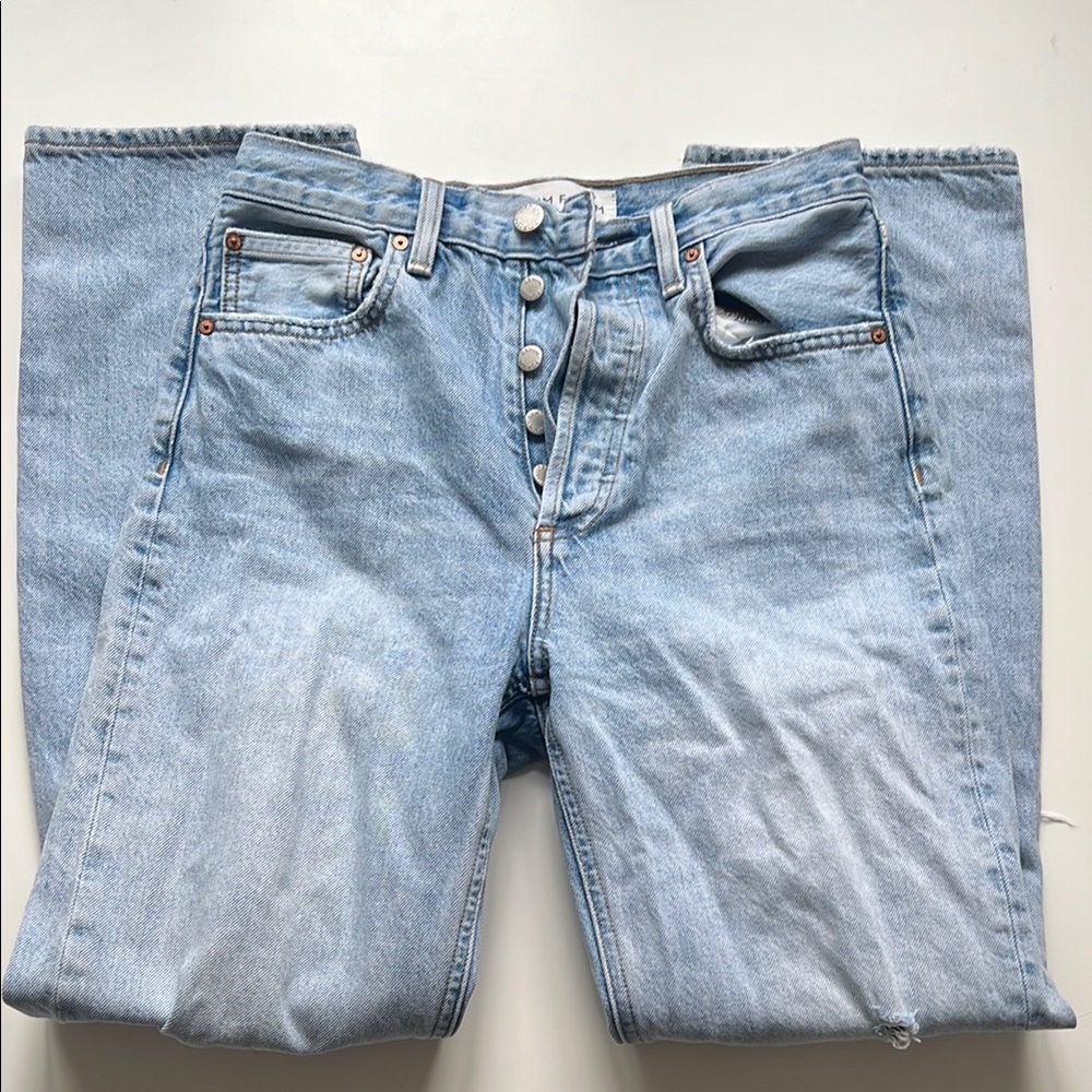 Denim Forum Aritzia Light Ripped Jeans